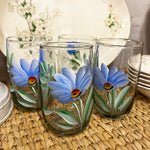 Blue Floral Juice Glasses