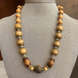 Polished Wood Bead Necklace