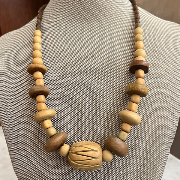Two Tone Wood Bead Necklace