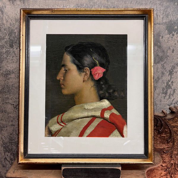 Vintage Frame, Indian Maiden Print