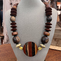 Wood Bead Pendant Necklace