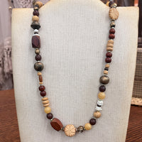 Long Wood Bead Necklace