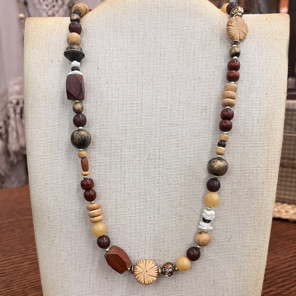 Long Wood Bead Necklace