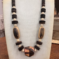 Multi Wood Bead Necklace