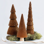 Set of 3, Brown Flocked Trees