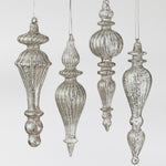 Set of 4, Silvered Glass Ornaments