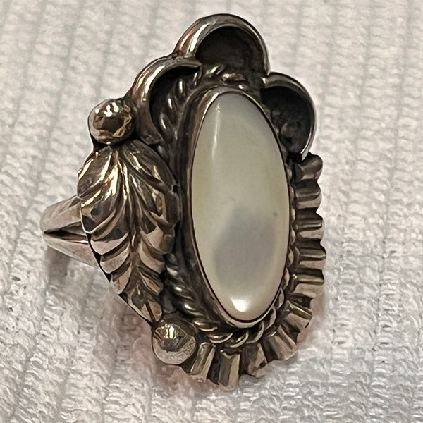 Mother of Pearl Ring, Signed